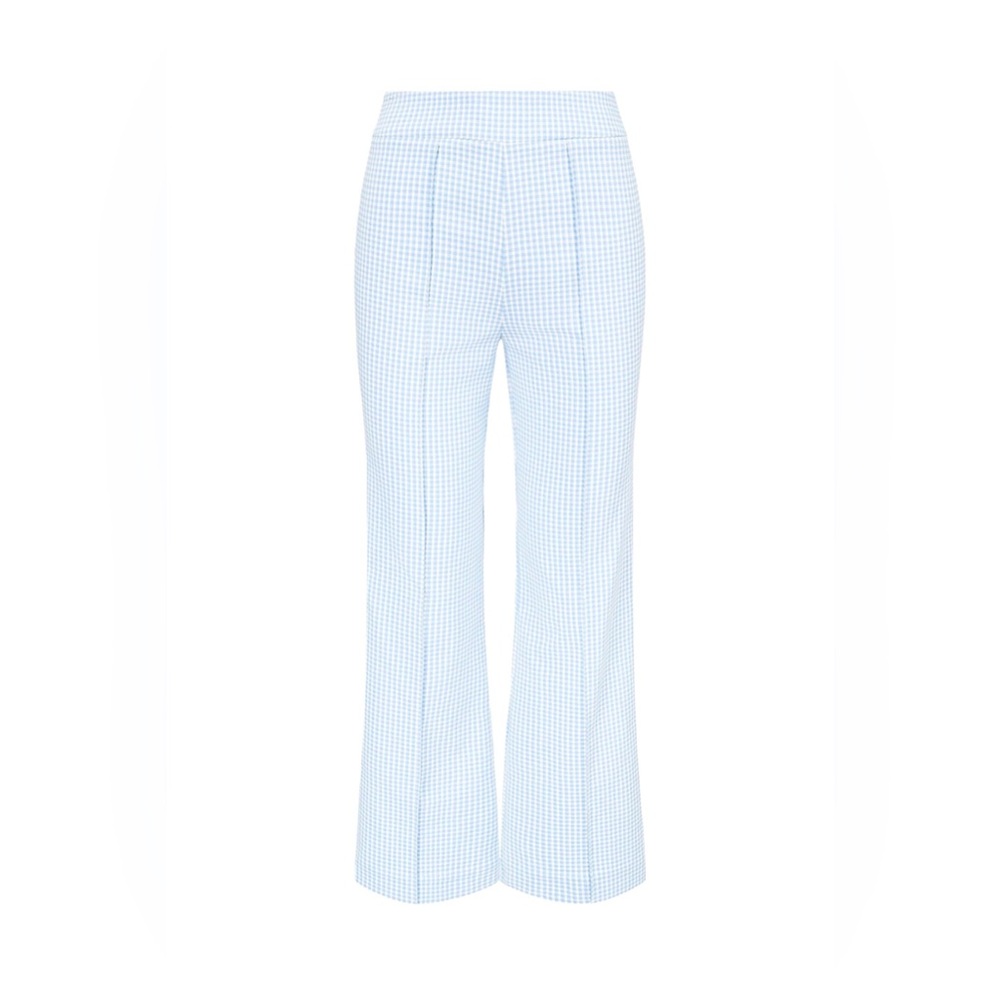 Staud Knack Micro Check Pants Sky Gingham NWT SZ M